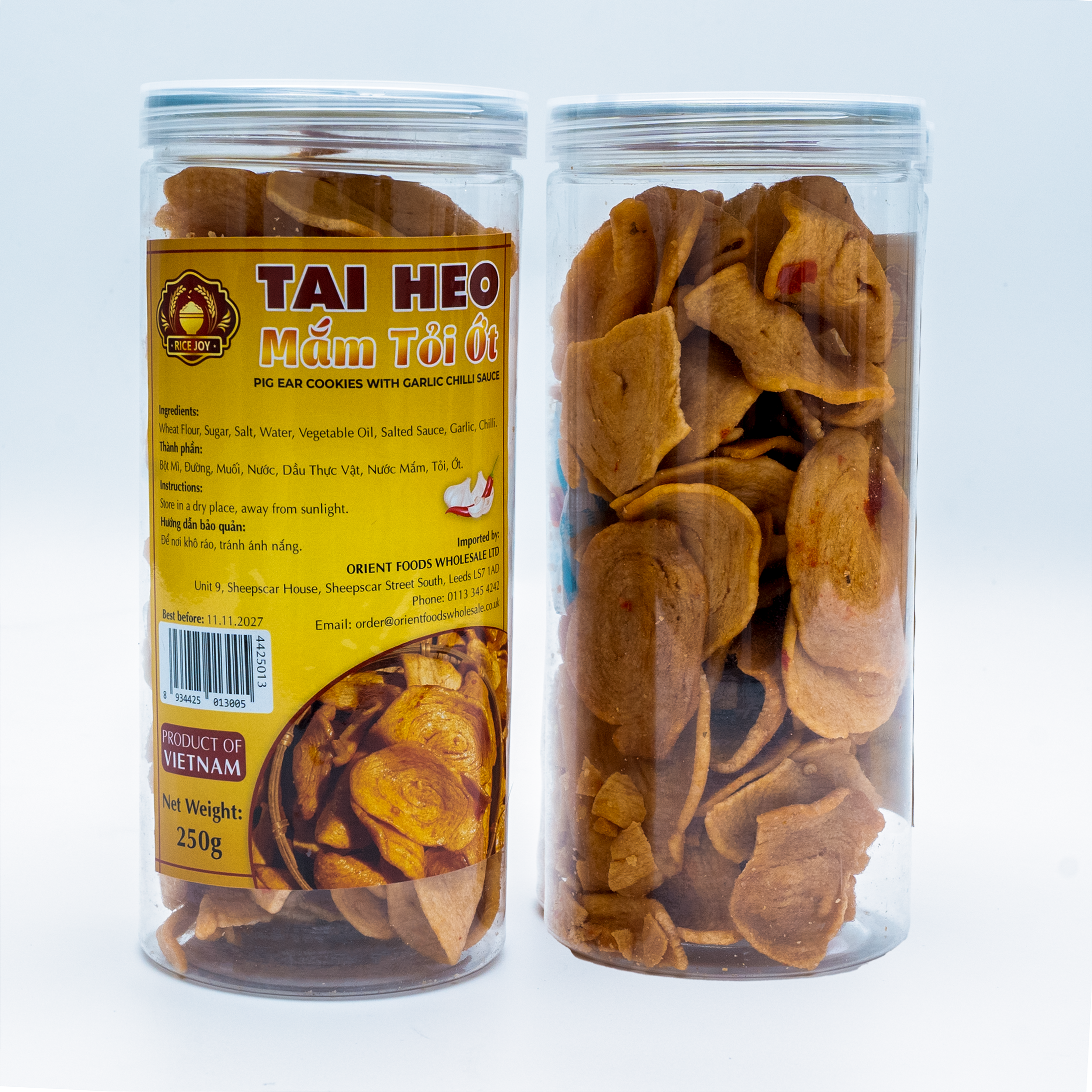 Rice Joy Bánh tai heo mắm tỏi ớt 250g x 50 jars